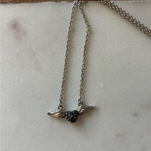 Silver Winged Heart Necklace